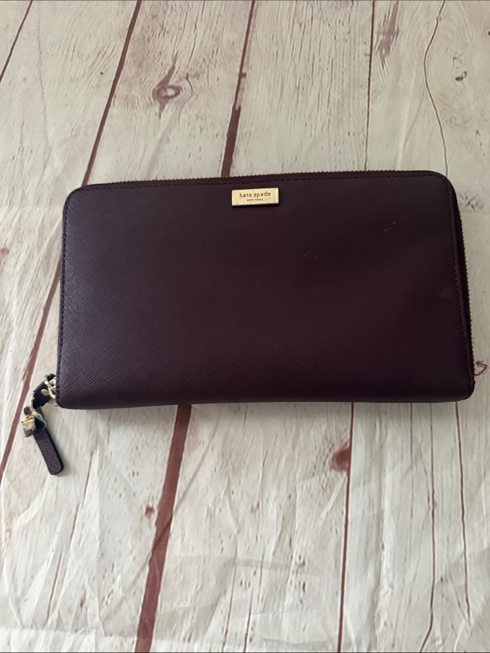 Kate Spade Laurel Way Zip around Large  Continental Wallet in Mulled Wine (READ)